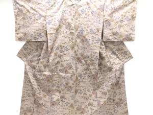 家屋に草花模様織出し本場泥大島紬着物